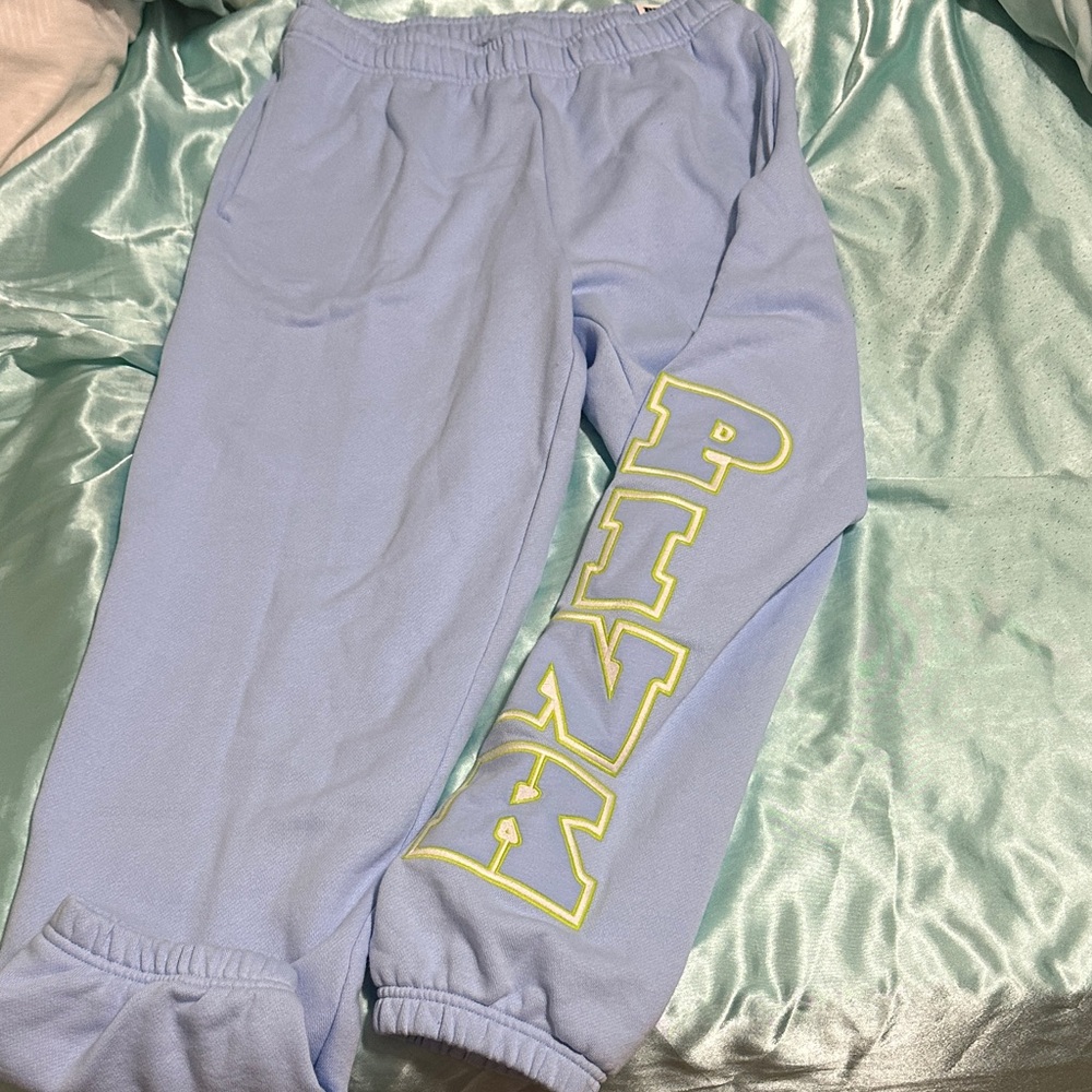 BRAND NEW PINK Victoria's Secret Lavender Fleece Joggers with Yellow Logo